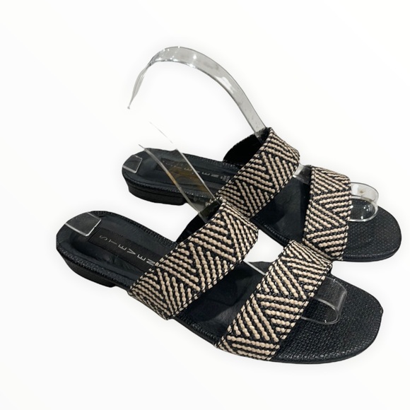 Steven By Steve Madden Shoes - Steve Madden Tribal Pattern Woven Rattan Double Strap Slip On Sandals SZ 7